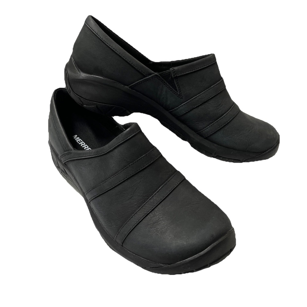 Merrell Encore Moc 4 Shoe Black Leather Womens 9.5 Slip On Comfort Casual Loafer